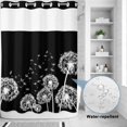 thumbnail image 2 of No Hook Shower Curtain, White Dandelion Shower Curtains for Bathroom with See Through Top Window, Spring Flowers Botanical Vintage Black Waterproof & Washable Bath Curtain 60"x72", 2 of 9