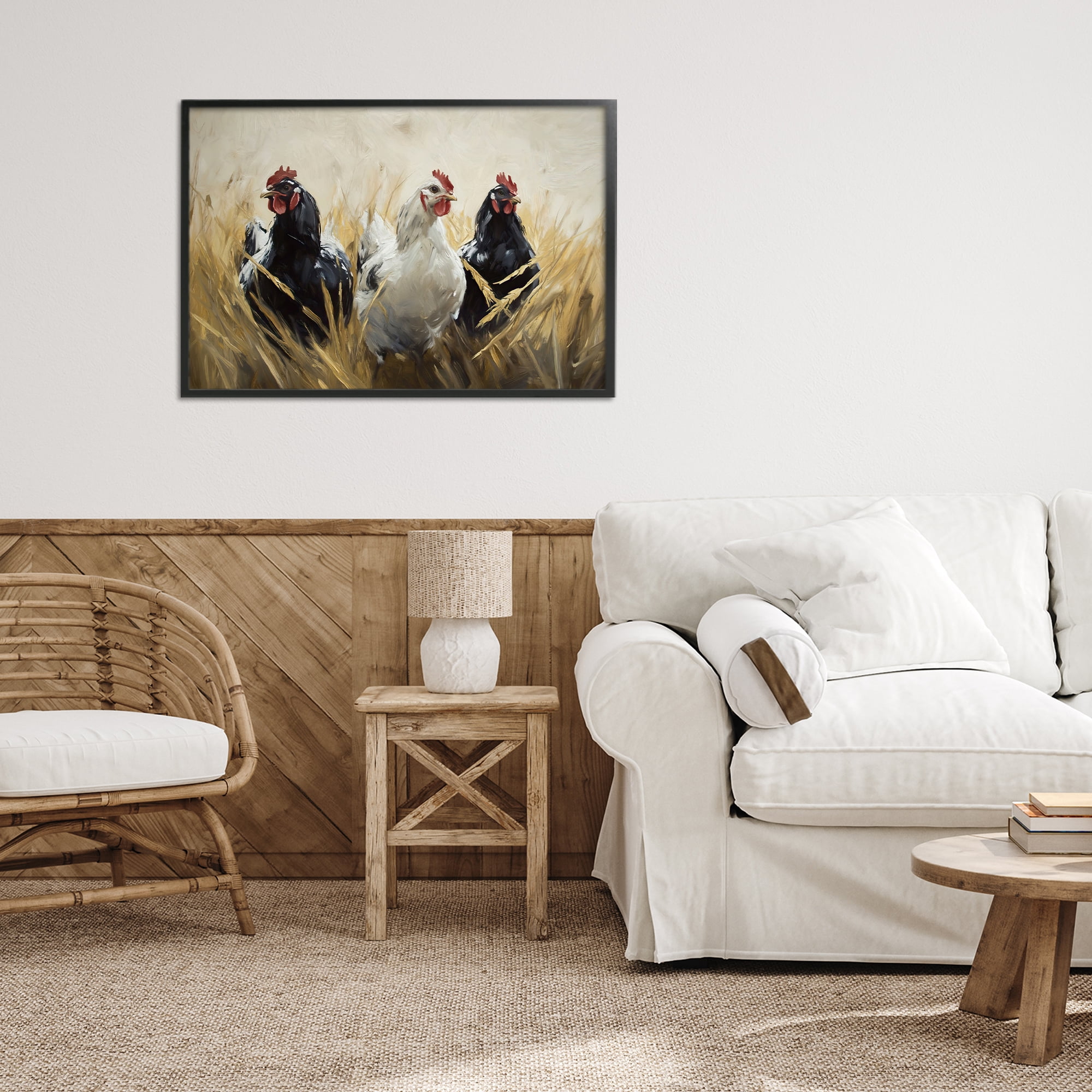 Stupell Industries Chickens In Wheat Field Black Framed Giclee Art, design by Tina LeCour
