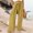 A2 Yellow, variant on Women's Linen Pants Wide Leg Lightweight Drawstring Pants High Waisted Pants Straight Leg Trousers Gauze Pants Elastic Waist Trousers with Pockets Yoga Workout Sweatpants Boho Travel Pants L