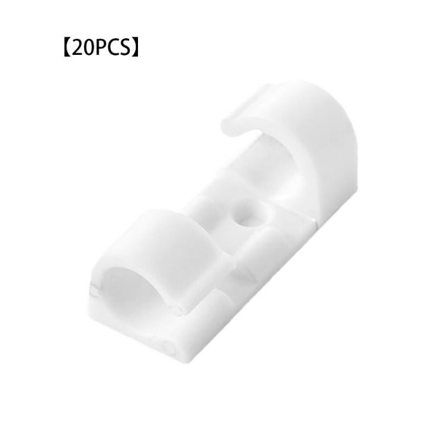 Baohd Cable Organizer Buckle Home Office Tabletop Wall Mounted Adhesive Cable Wire Fixing Clip, White, 20pcs