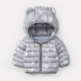 thumbnail image 2 of LNMQLPDBS Baby Girls Bear Ear Puffer Jacket Toddler Cute Animal Print Coat Kids Winter Warm Quilted Outerwear Girls Hooded Zip Up Top Casual Cold Weather Daily Wear with Tree Pattern, 2 of 8