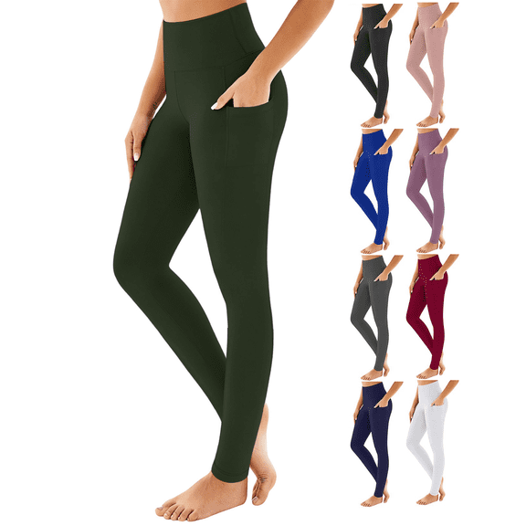Womens High Waisted Yoga Pants Tummy Control Cycling Workout Leggings with Pockets Pilates Sportswear Buttery Soft