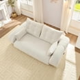 thumbnail image 3 of QuzyAor 78.7" 3-in-1 Convertible Sofa Bed, Teddy Fabric Foldable Sleeper, Modern Loveseat Lazy Sofa, No Assembly Required for Living Room Apartment, White, 3 of 11