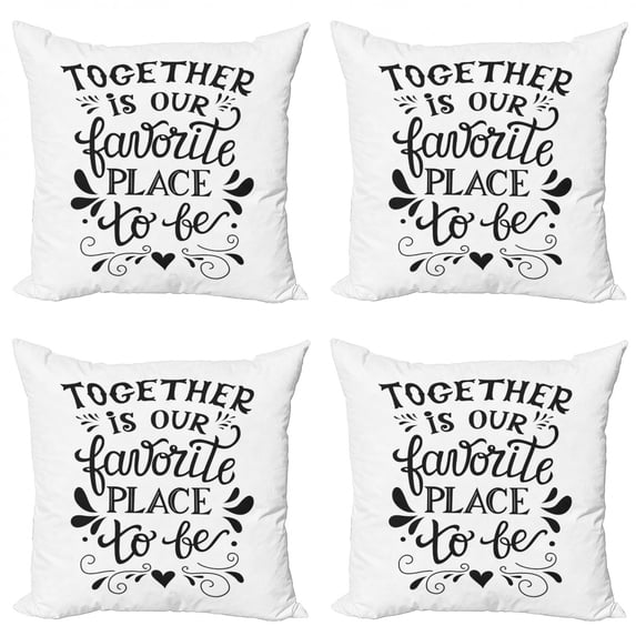 Ambesonne Saying Throw Pillow Cover 4 Pack, Family Love Saying Art, 18", Charcoal Grey White