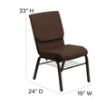 thumbnail image 2 of HERCULES Series 18.5''W Church Chair in Brown Fabric with Book Rack - Gold Vein Frame, 2 of 9