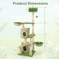 thumbnail image 3 of Gymax 63'' Tall Cat Tree w/ 2 Condos Plush Padded Top Perch 2 Hammocks 2 Dangling Balls Green, 3 of 10