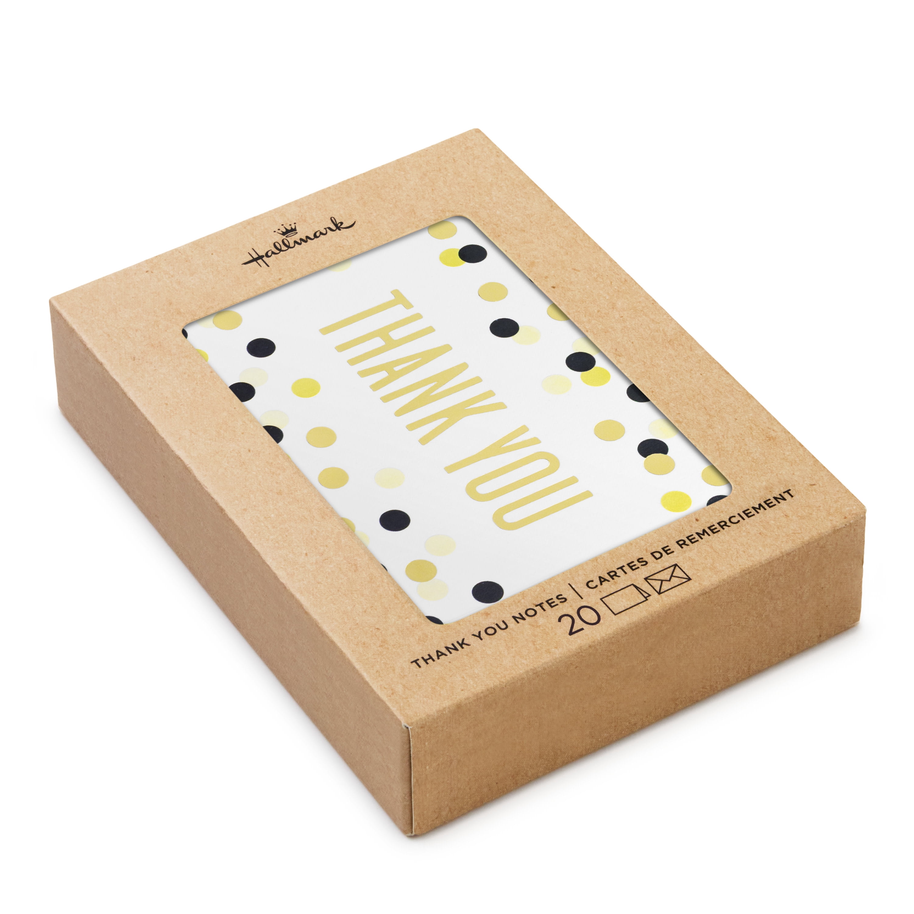 Hallmark Blank Thank You Notes (Gold and Black Dots), 20 Count