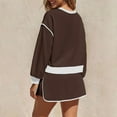 thumbnail image 5 of Bloomae Womens Sweatsuits 2 Piece Set Long Sleeve Crewneck Sweatshirts Drawstring High Waisted Skort Skirts Tennis Running Tracksuits Trendy Cozy Lounge Shorts Sets Coffee L, 5 of 8