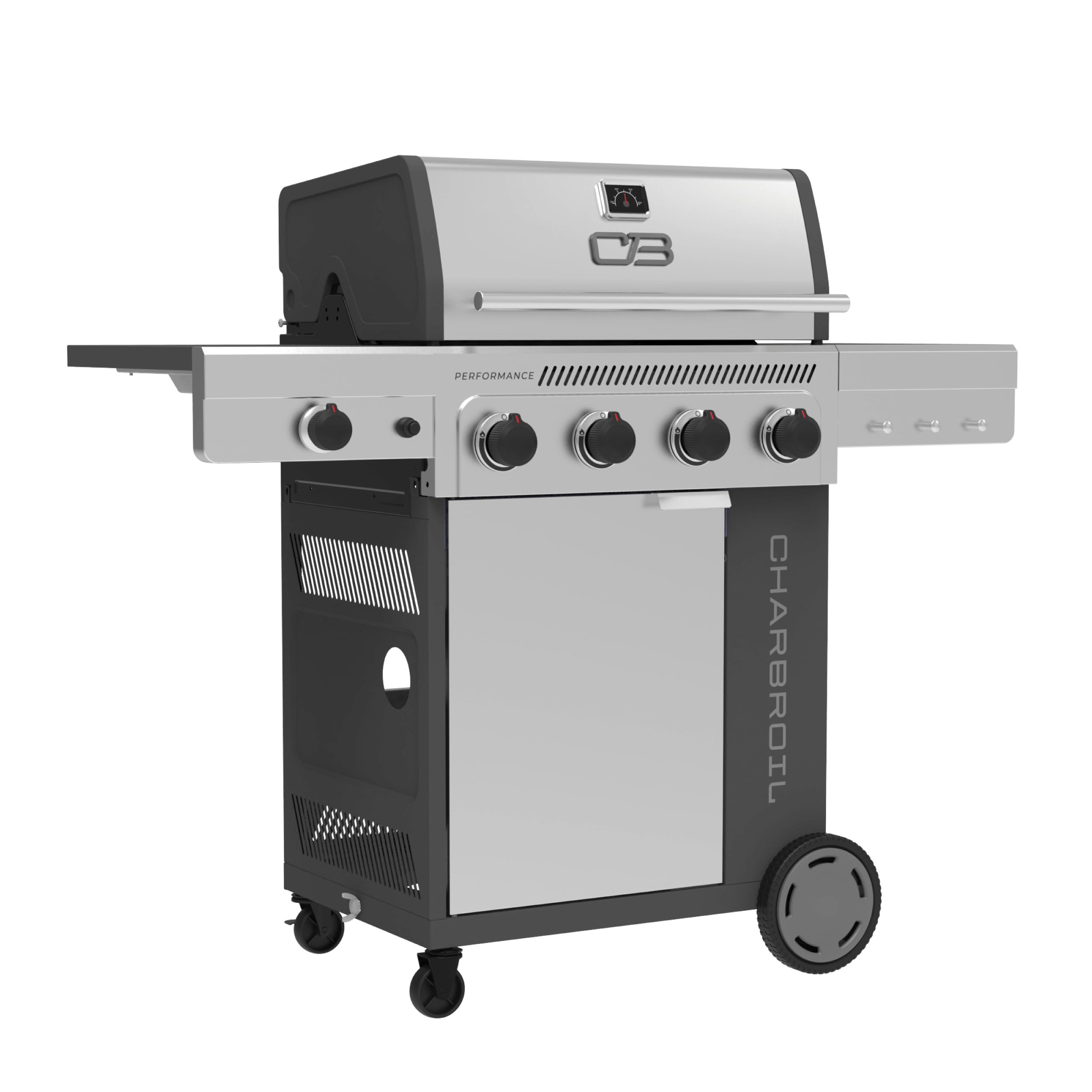 Charbroil® Performance Series™ FlavorMax™ 4 Burner Gas Grill Cabinet with Side Burner, Stainless Steel