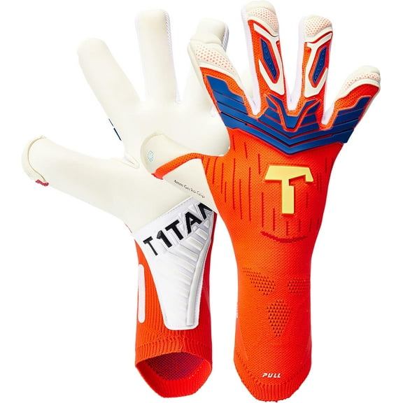 T1TAN Alien Gravity Red 2.0 - Soccer Goalie Gloves - Mixed Cut and 4mm Gecko Grip - Size 7