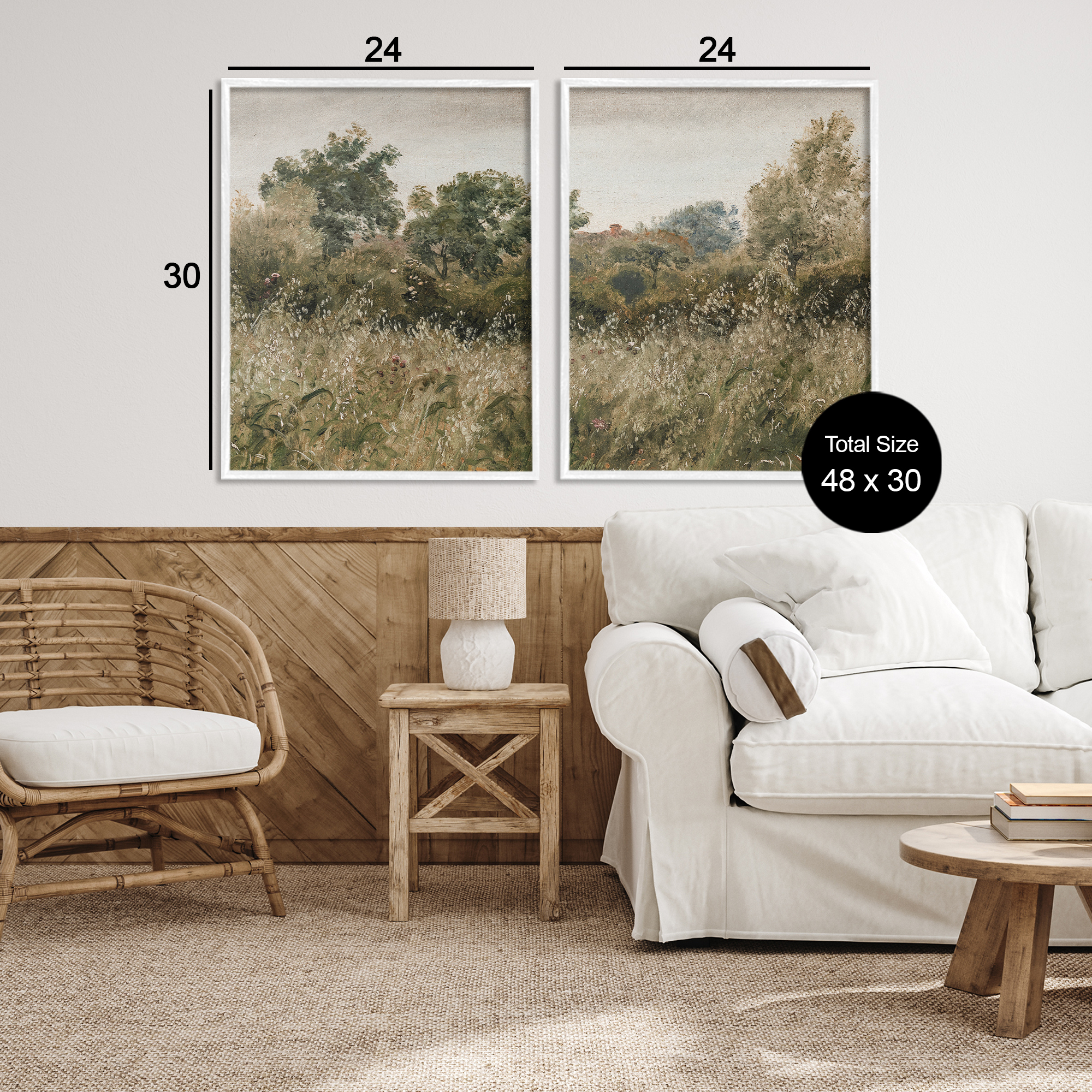 Rural Foliage Thicket 2 Piece White Framed Giclee Art Set, design by Lettered and Lined