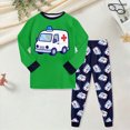 thumbnail image 2 of NOLDARES 2 Piece Toddler Baby Boy Fall Winter Clothes Long Sleeve Sweatshirt Tops Elastic Waist Pants Cute Print Outfits Clothing Set(Green,3-4 Y), 2 of 6