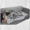 thumbnail image 6 of Hippo Soft Flannel Fleece Throw Blanket, Hippo Hand-Drawing Style Print Ornamented with Geometric Forms, Cozy Plush for Indoor and Outdoor Use, 50" x 60", Black and White, by Ambesonne, 6 of 6