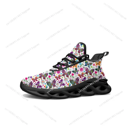 

Butterfly Prints Flats Sneakers Mens Womens Sports Running High Quality Sneaker Lace Up Mesh Footwear Tailor-made Shoe Balck