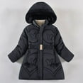 thumbnail image 2 of TAGOLD Winter Coats for Girls 5-11 Years Little Girl Coats Solid Long Sleeve Big Collar Bow Print Thickened Warm Quilted Coat, 2 of 5