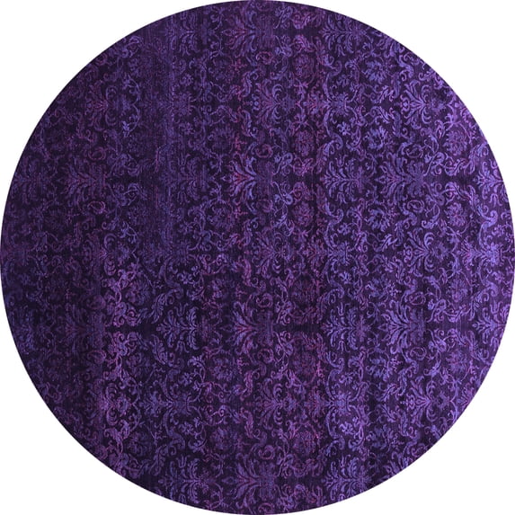 Ahgly Company Indoor Round Abstract Purple Contemporary Area Rugs, 3' Round