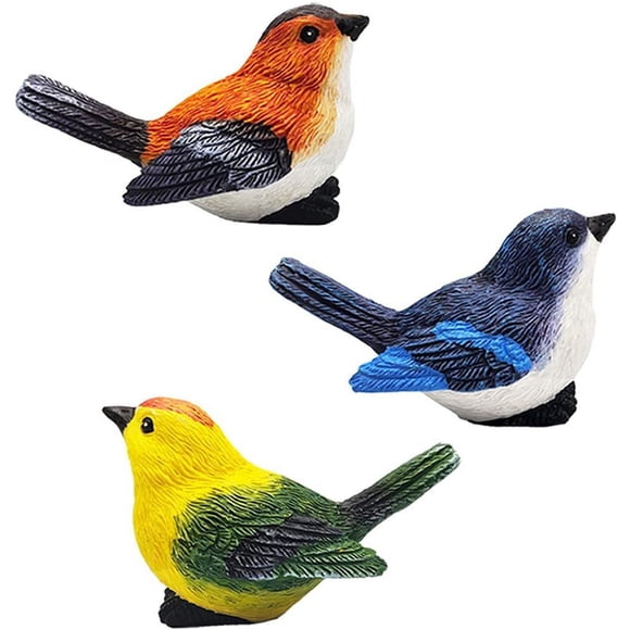 Set de figuras escultóricas de resina con pájaros coloridos para decoración de jardín