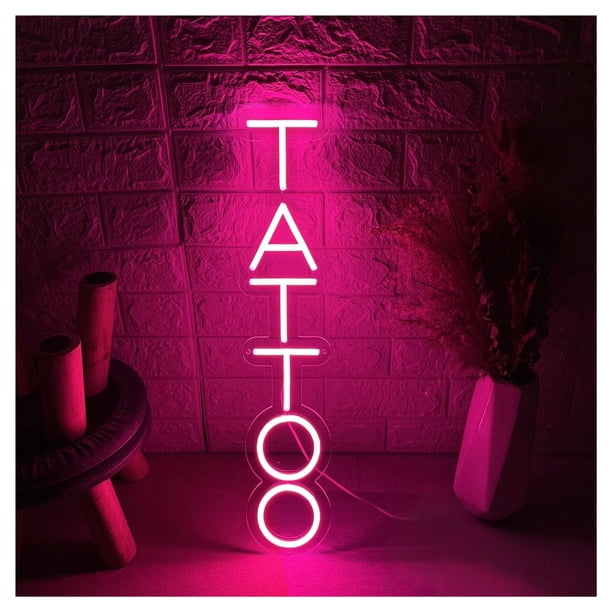 Letrero De Neón"Tattoo"para Estudio Tatuajes, Oficina, Bar, Negocio, Sala Juegos, Dormitorio, Estar, Fiesta Cumpleaños 40cm