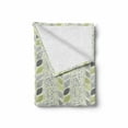 thumbnail image 2 of Abstract Soft Flannel Fleece Throw Blanket, Wavy Vertical Stripes Sketched Leaves and Tiny Flowers, Cozy Plush for Indoor and Outdoor Use, 50" x 70", Green Grey, by Ambesonne, 2 of 6