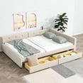 thumbnail image 2 of Euroco Upholstery Full Size Platform Bed with Drawers and USB Charging, Beige, 2 of 13