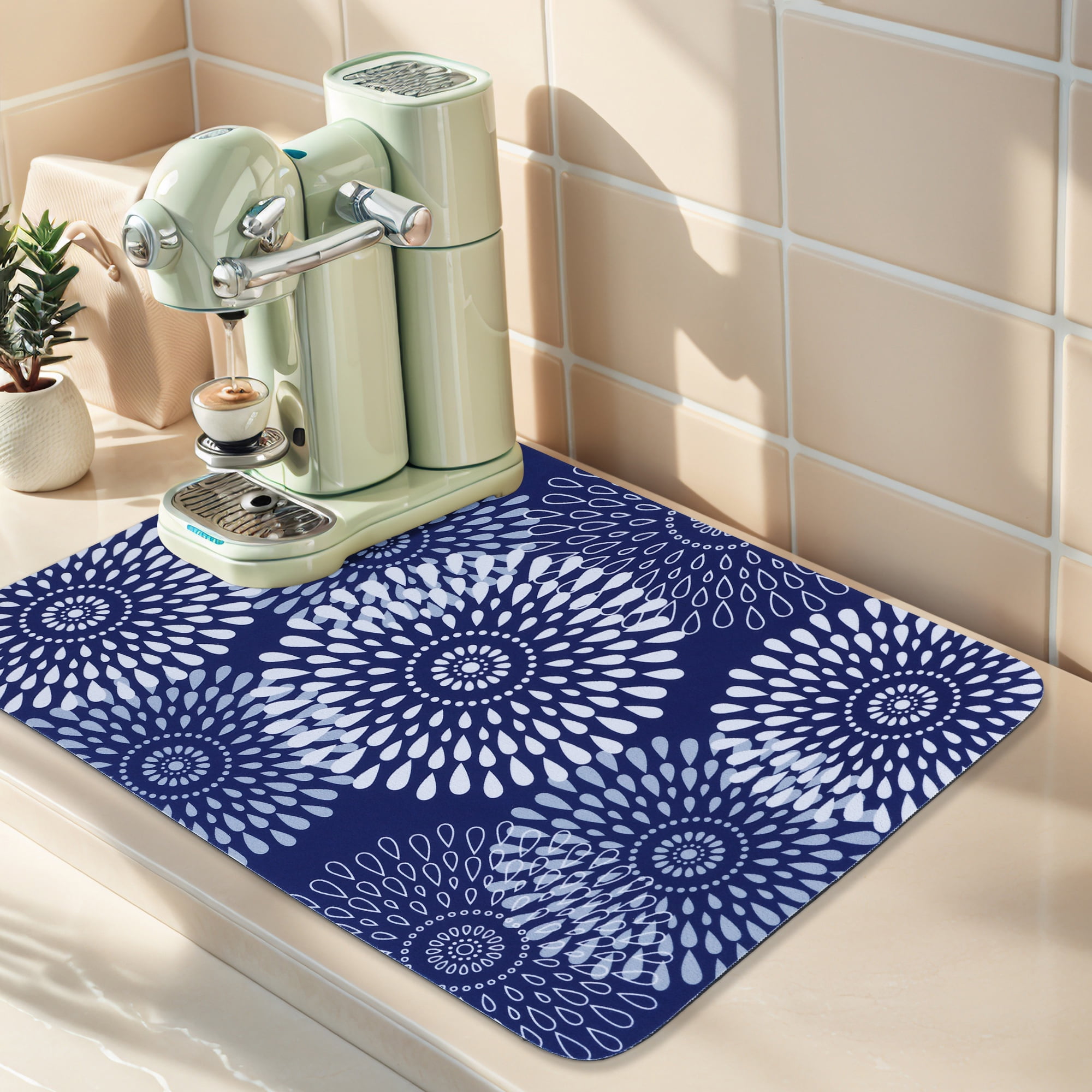 Unique Bargains Quick Dry Dish Drying Mats for Home Blue 19.7*15.7 inch