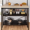 thumbnail image 7 of Huisuilinss Kitchen Island Table,Microwave Stand Oven Shelf,Metal Coffee Bar Table,Bakers Rack With 3 Tier Storage And 5 Hooks,Kitchen Storage For Spices Pots Pans,Stool Not Included, 7 of 7