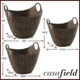 thumbnail image 7 of Casafield Set of 3 Boat Baskets with Handles - Espresso, Woven Water Hyacinth Storage Organizers for Blankets, Laundry, Bathroom, Bedroom, Living Room, 7 of 7