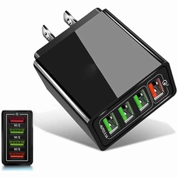 Hyper Charge Pro, Hyper Charge Pro Charger – 4-Port Quick Charge 3.0 Hub with Smart Power Detection, Hyper Charge Pro Charger for Android and iPhone, Fast Charging (Black)