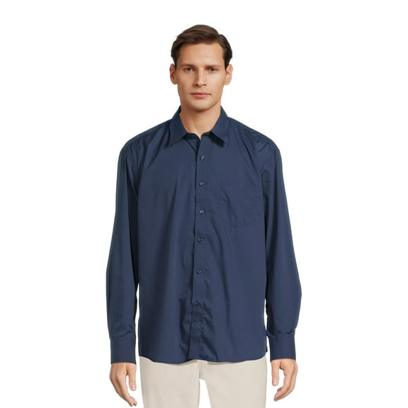 Silver Label Men’s Long Sleeve Dress Shirt with Front Chest Pocket, Sizes S-2X