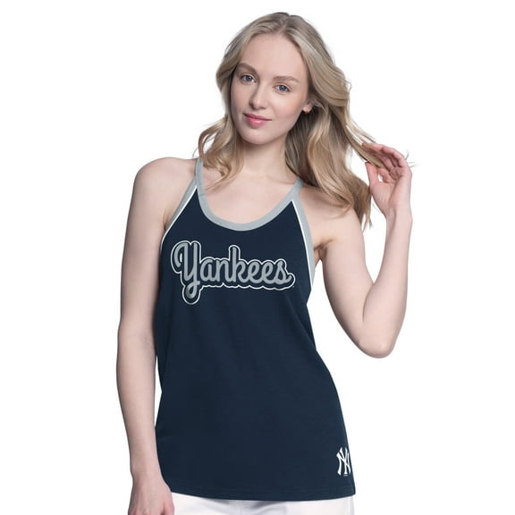 Women's G-III 4Her by Carl Banks Navy New York Yankees Curveball Racerback Tank Top