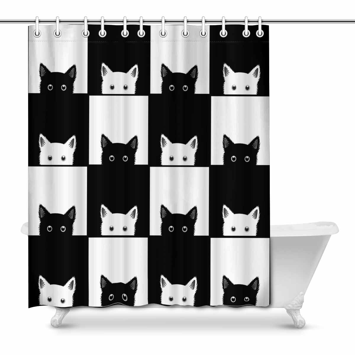 Bathroom Shower Curtain 66x72 Inch, Country Cat Shower Curtain