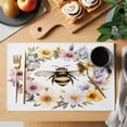 thumbnail image 2 of Rustic Bee Garland Placemats Set of 6 Spring Floral Watercolor Place Mats Indoor Wipeable Table Mats Washable Cloth Dining Table Placemats for Kitchen Holiday Party Home Decor 13x19 Inch, 2 of 9