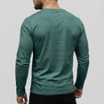 thumbnail image 4 of Domuza Mens Crewneck Shirt Long Sleeve Anti-Wrinkle Casual Muscle T Shirts Workout Slim Fitted Green L, 4 of 7