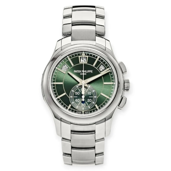 Pre-Owned Patek Philippe Complications Flyback Chronograph Annual Calendar 5905 42MM Green Dial