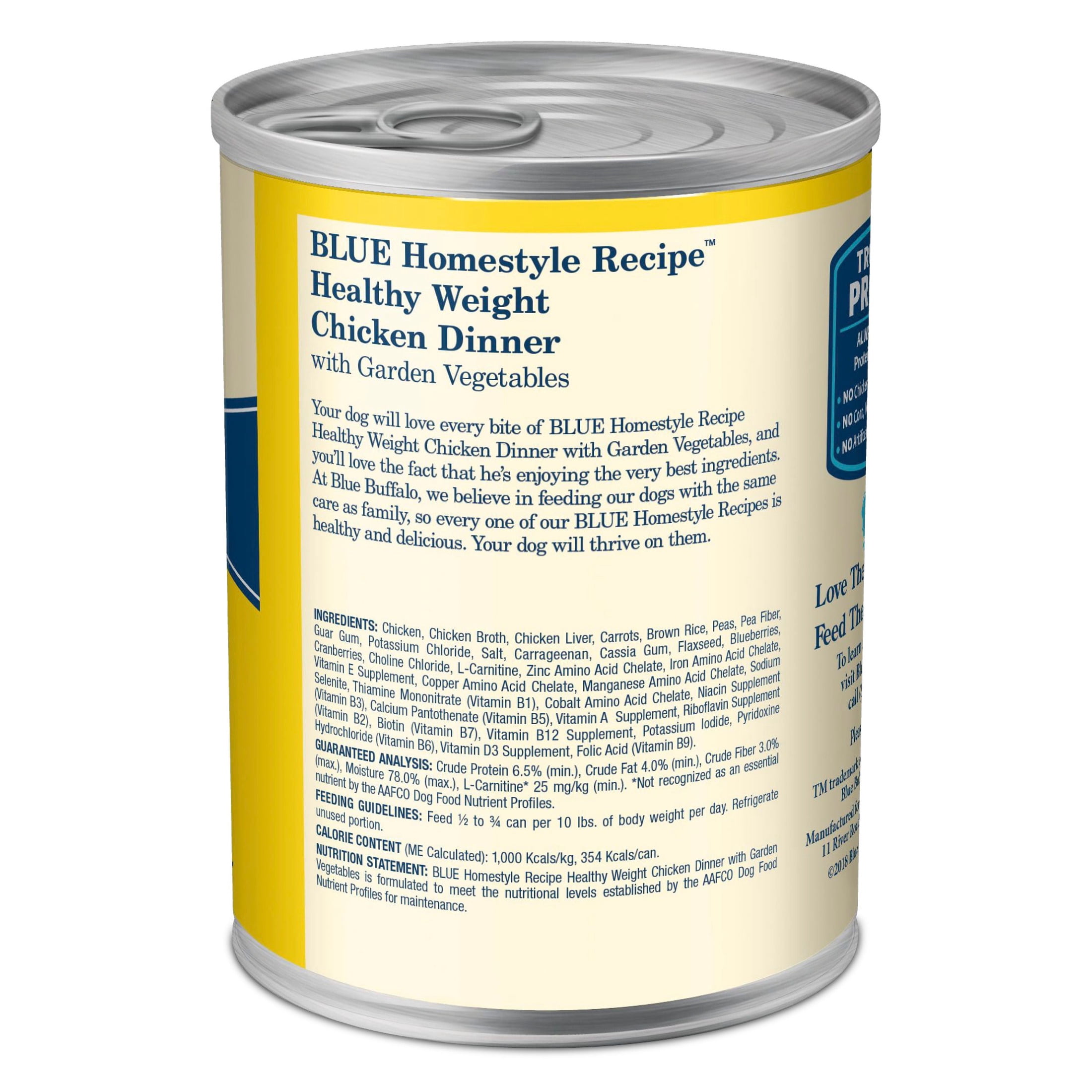Blue Buffalo Homestyle Recipe Healthy Weight Adult Wet Dog Food, Chicken, 12.5oz. Can