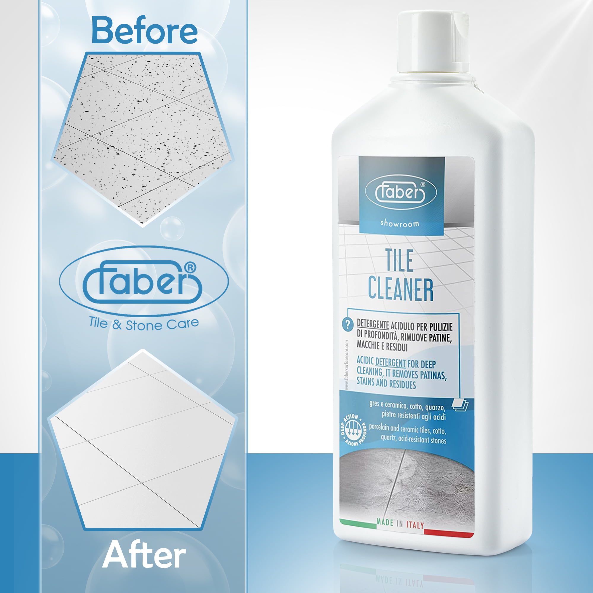FABER Tile Floor Cleaner – Mop Cleaning Solution – 1L Concentrated Neutral  Detergent for Daily Floor Cleaning - Quick Shine Floor Cleaner - Tile