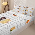 thumbnail image 3 of Manfei Cute Cat Zipper Queen Comforter Set with Fitted Sheet and 2 Pillowcases, Cartoon Grid Plaid Zipper Bedding Set, White, Polkadot Reversible, 4-Piece, 3 of 7
