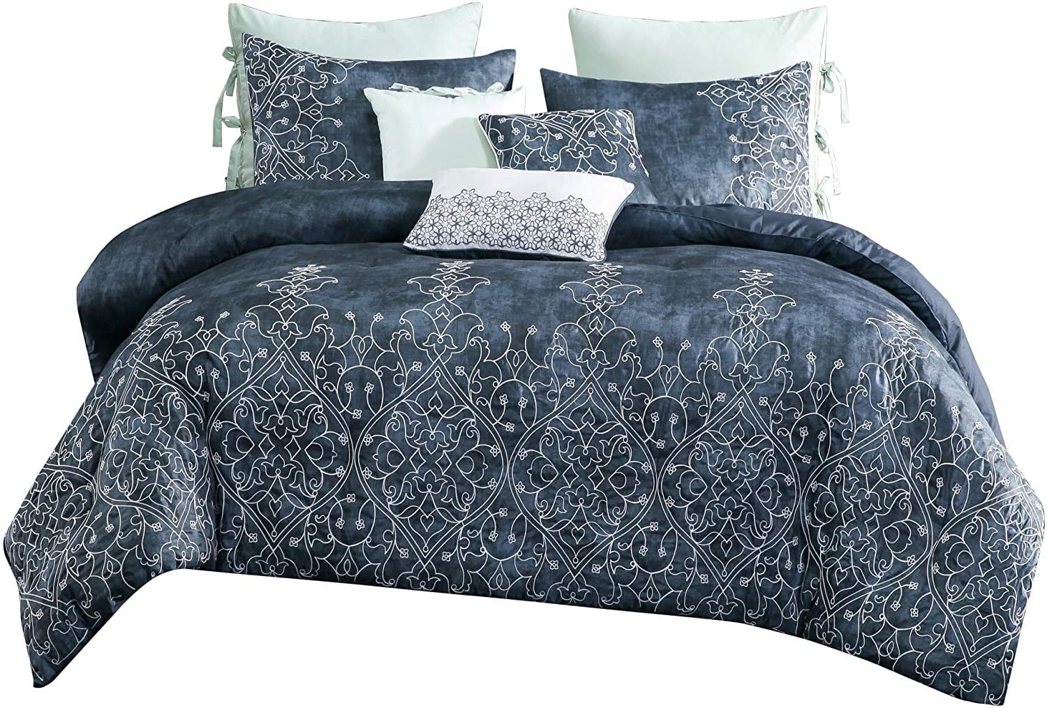 King//California King W Details about  / Amrapur Overseas Kira 8-Piece Embellished Comforter Set