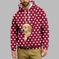 thumbnail image 2 of Lcziwo Mens Dog Pouch Sweatshirt Long Sleeve Pet Pouch Sweatshirt Unisex Casual Loose Polka Dot Print Pullover Fall Fashion Clothes Wine,XL, 2 of 6