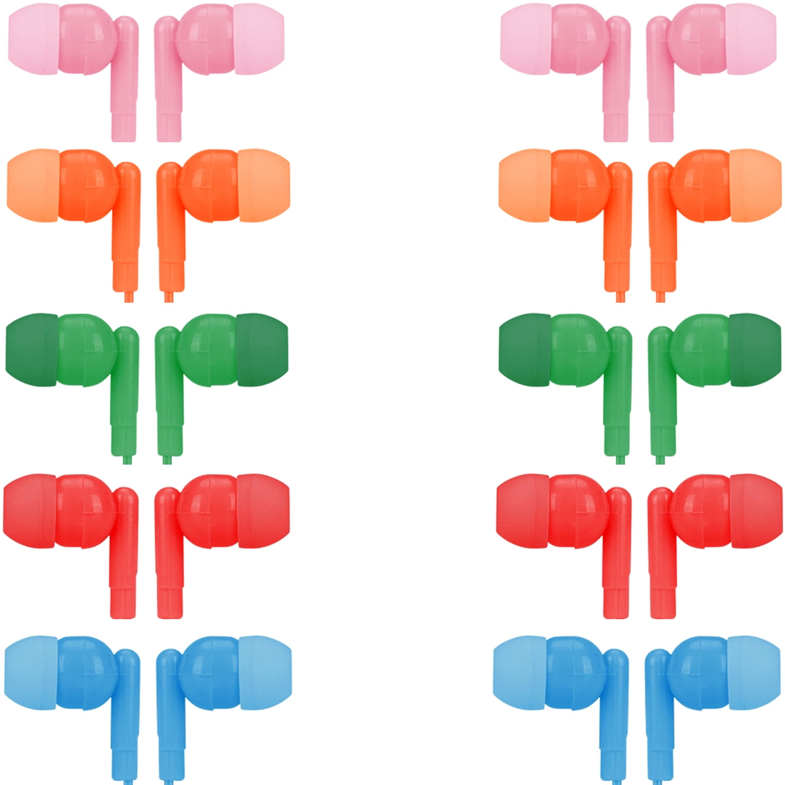 Kids Earbuds Bulk for School Classrooms 10 Packs in 5 Colors Student