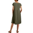 thumbnail image 2 of Vestido midi Zhyaj con cuello redondo y manga corta holgado, túnica de algodón, 2 of 7