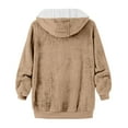 thumbnail image 4 of MELDVDIB Womens Fuzzy Fleece Jacket Zip-Up Fall Winter Solid Fashion Causal Hooded Coat Lounge Warm Comfy Outwear Tops with Pocket, 4 of 5