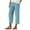 Blue, variant on Capris Pants for Women Cotton Linen Summer Trendy Solid Color Straig Leg Loose Capris Pants with Zipper Pocket Khaki M