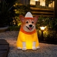 thumbnail image 2 of Gunhay Lighted Candy Corn Corgi Statue, 11.81" Cute Corgi Dressed in Candy Corn Costume, Handcrafted Resin Halloween Figurine with Glow, 2 of 7
