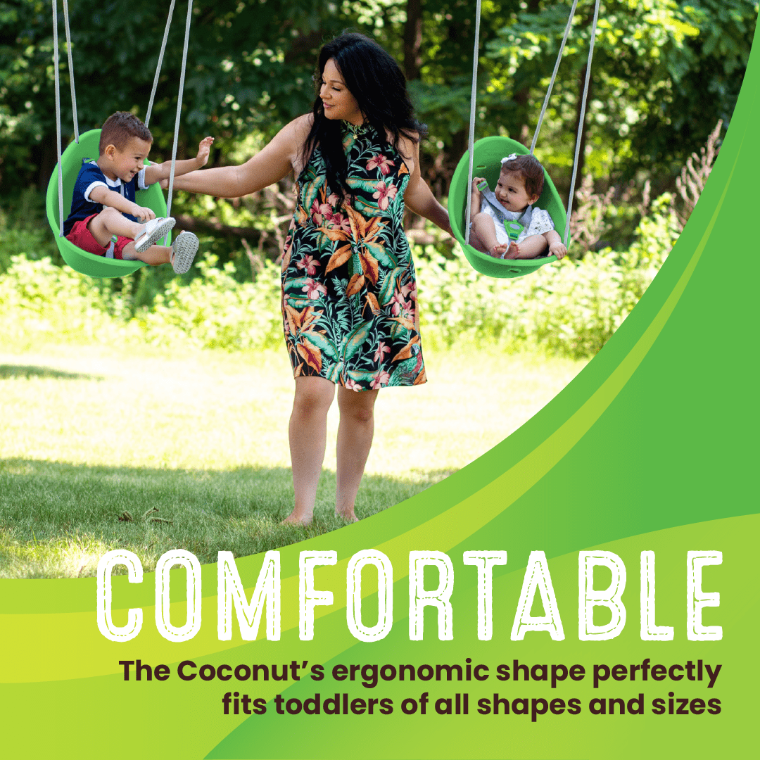 Swurfer Coconut Toddler Swing – Comfy Baby Swing Outdoor, Safe Quick Click Locking System, Easy Installation, Ages 6 - 36 Months, Green