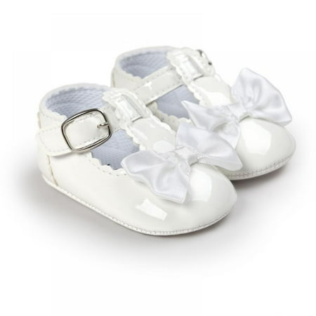 

Baby Girls Bowknot Mary Jane Flats Soft Rubber Sole Toddler Walking Shoes Infant Princess Crib Wedding Dress Shoes