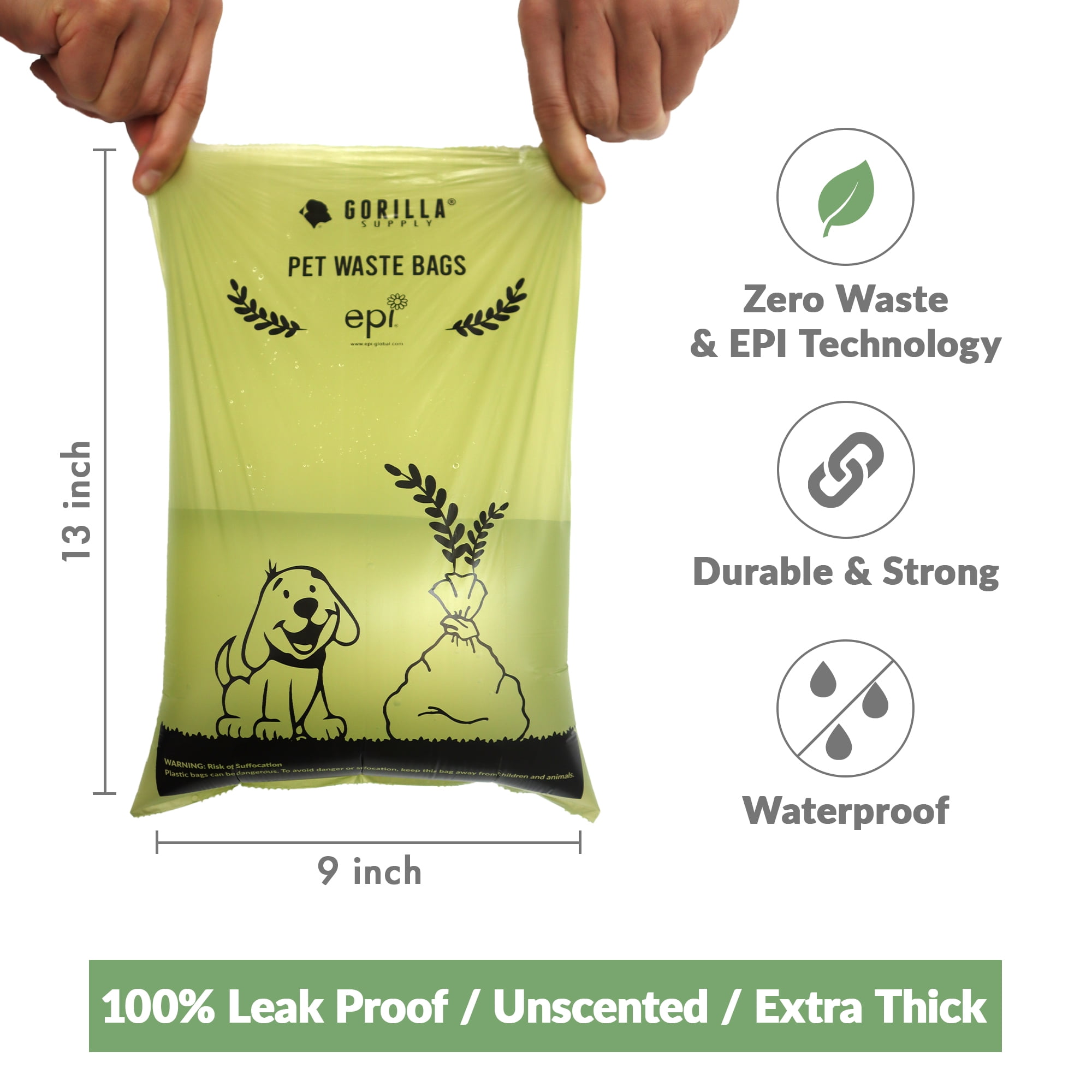 Gorilla Supply Dog Poop Waste Bags with Dispenser and Leash Tie 9