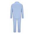 thumbnail image 4 of VBTAPA Men's 2 Piece Cotton Linen Set Long Sleeve Pocket Shirts and Straight Leg Pants Casual Beach Matching Sets Summer Yoga Outfits Today's Sales Sky Blue L, 4 of 6