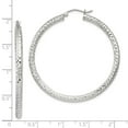 thumbnail image 4 of 925 Sterling Silver Anti-Tarnish Coating Women's 3mm Textured Tube Hoop Earrings | 45mm, 4 of 4