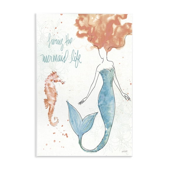 Stupell Industries Coastal Living The Mermaid Life Phrase Wall Plaque Art, 13 x 19, by Anne Tavoletti